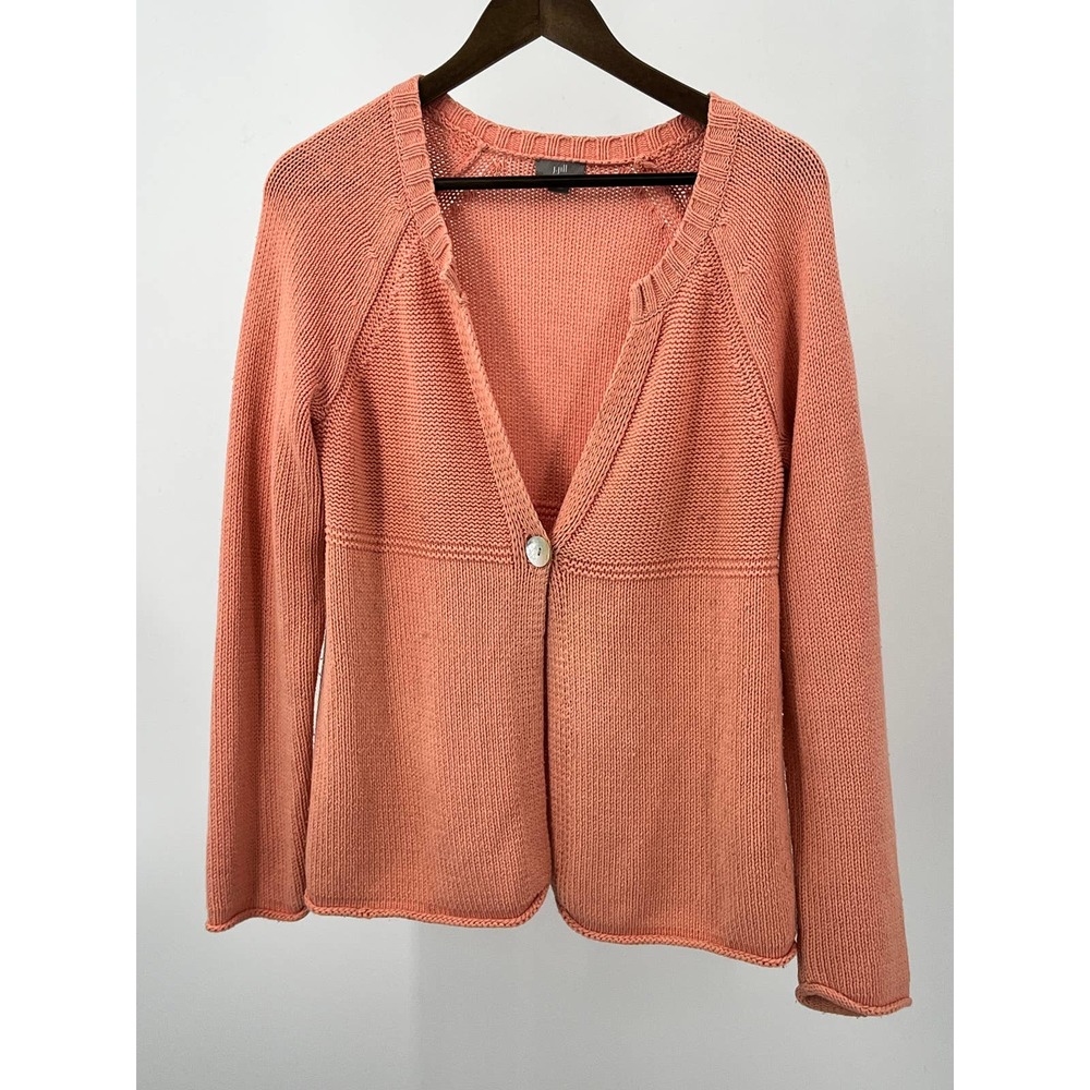 J. Jill Cardigan Sweater Coral Women's Size Small Single Button Front Knit